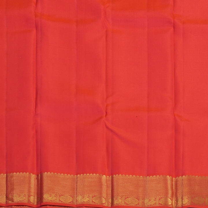 Hayagrivas Handloom Mayilkazhuthu Kanjivaram Silk Saree with Pinkish-Orange Border KSBE121C9-2