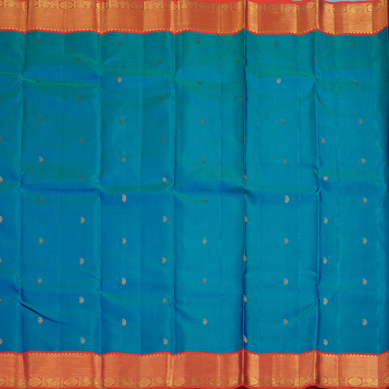 Hayagrivas Handloom Mayilkazhuthu Kanjivaram Silk Saree with Pinkish-Orange Border KSBE121C9-2