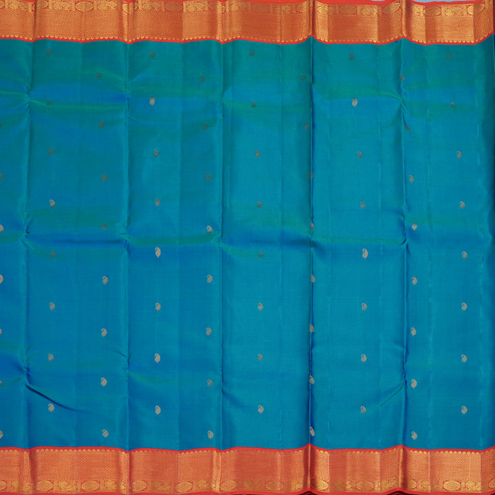 Hayagrivas Handloom Mayilkazhuthu Kanjivaram Silk Saree with Pinkish-Orange Border KSBE121C9-2