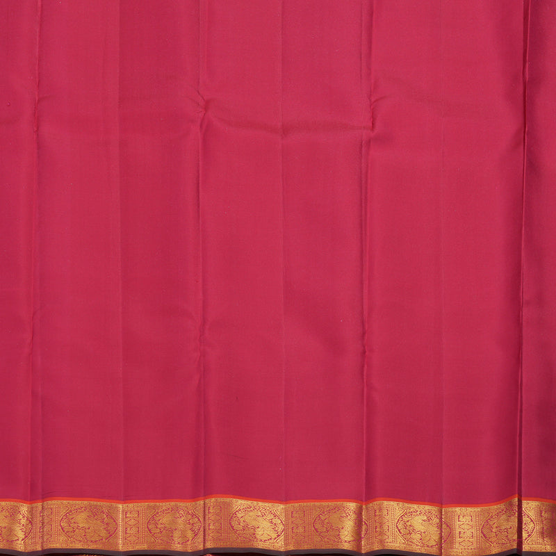 Hayagrivas Handloom Fluorescent Green Kanjivaram Silk Saree with Orangish-Pink Border KSBE121C9-5