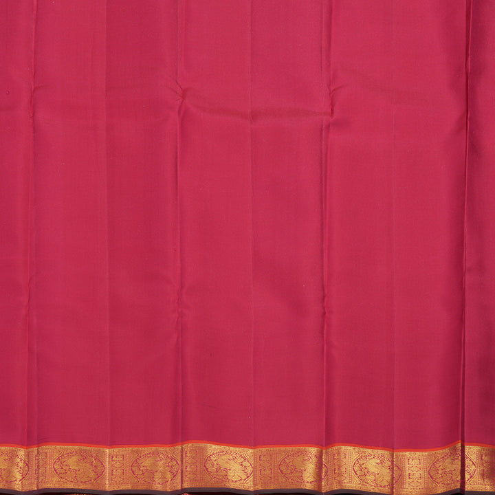 Hayagrivas Handloom Fluorescent Green Kanjivaram Silk Saree with Orangish-Pink Border KSBE121C9-5
