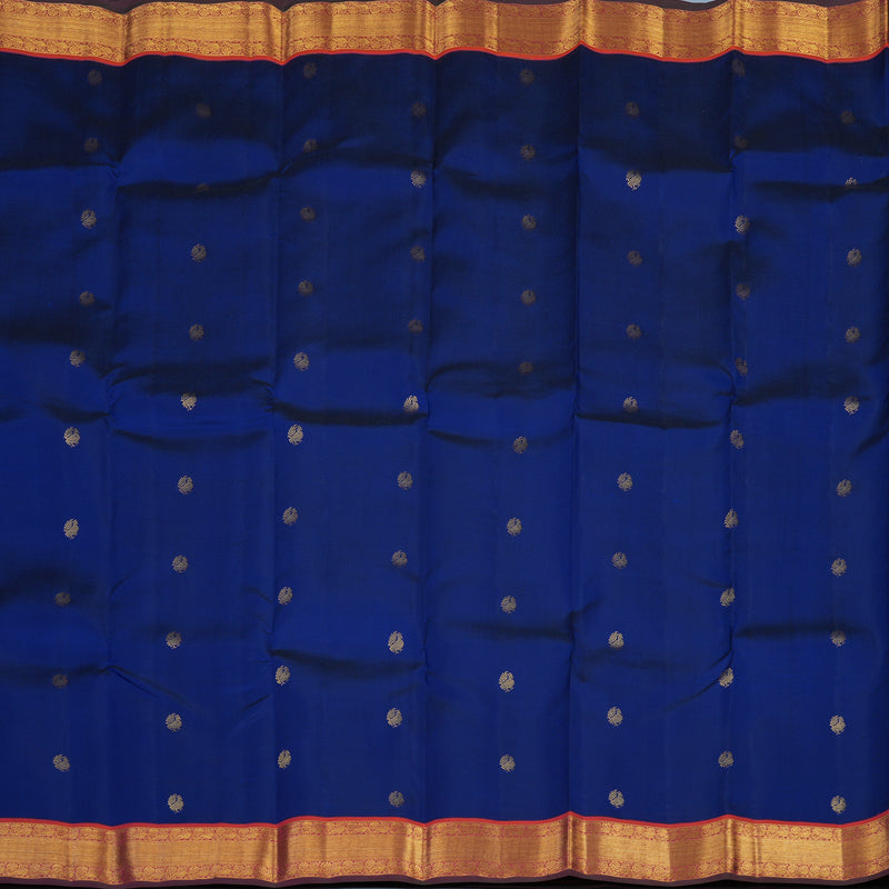 Hayagrivas Handloom Royal Blue Kanjivaram Silk Saree with Orangish-Pink Border KSBE121C9-6