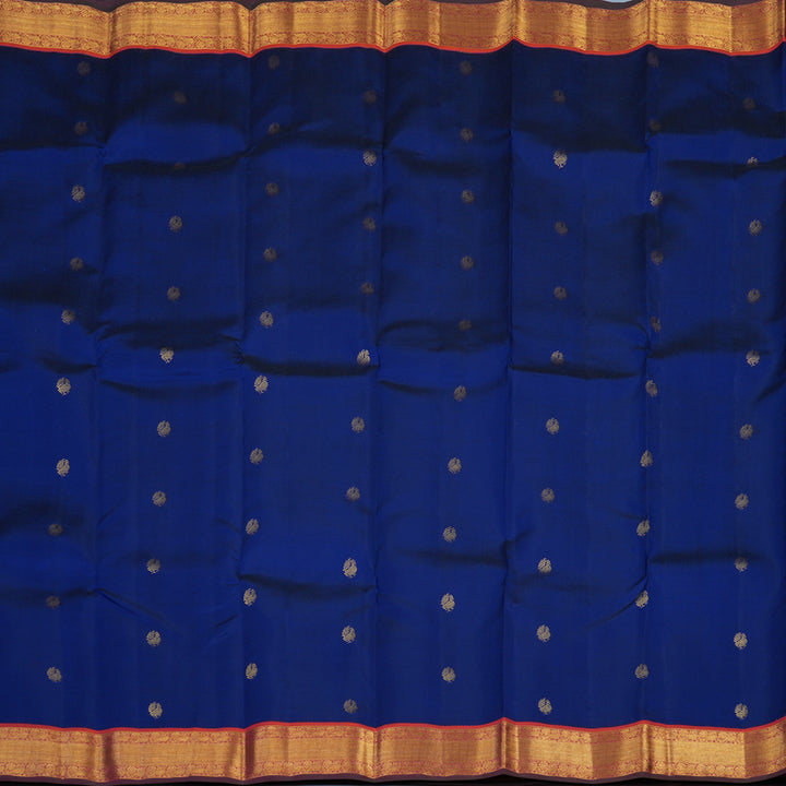 Hayagrivas Handloom Royal Blue Kanjivaram Silk Saree with Orangish-Pink Border KSBE121C9-6