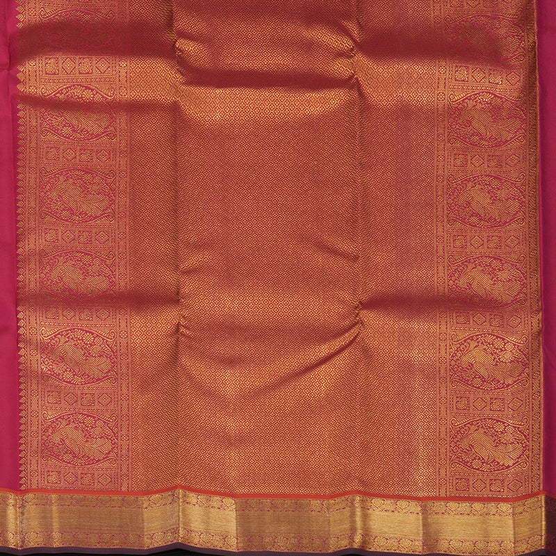 Hayagrivas Handloom Royal Blue Kanjivaram Silk Saree with Orangish-Pink Border KSBE121C9-6