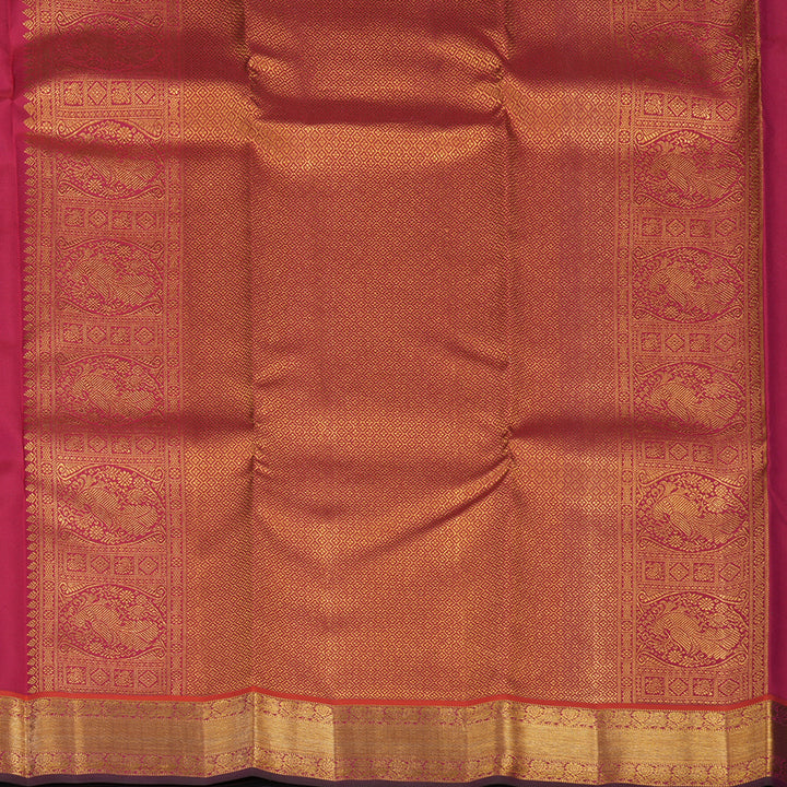 Hayagrivas Handloom Royal Blue Kanjivaram Silk Saree with Orangish-Pink Border KSBE121C9-6