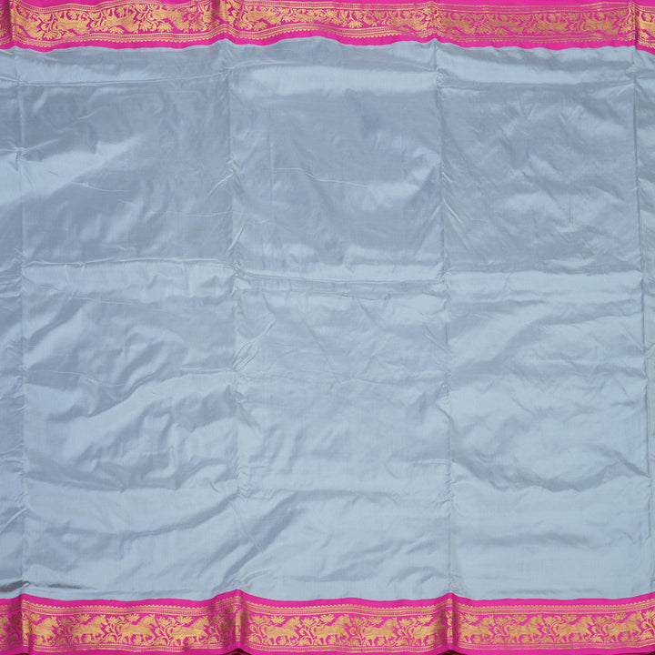 Hayagrivas Handloom Silver Grey Ten Yards Silk Saree KSBE122C1-22