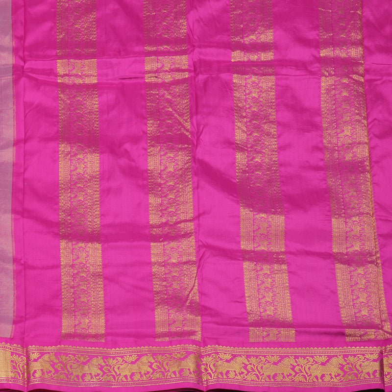 Hayagrivas Handloom Silver Grey Ten Yards Silk Saree KSBE122C1-22
