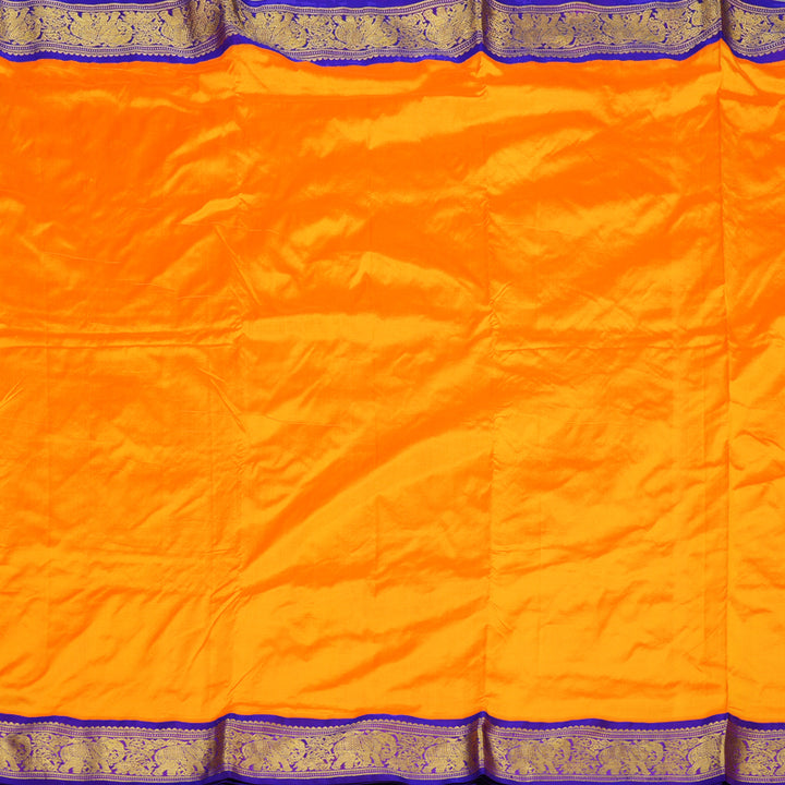 Hayagrivas Handloom Mambazham Orange Ten Yards Silk Saree with Purple Border KSBE122C1-23