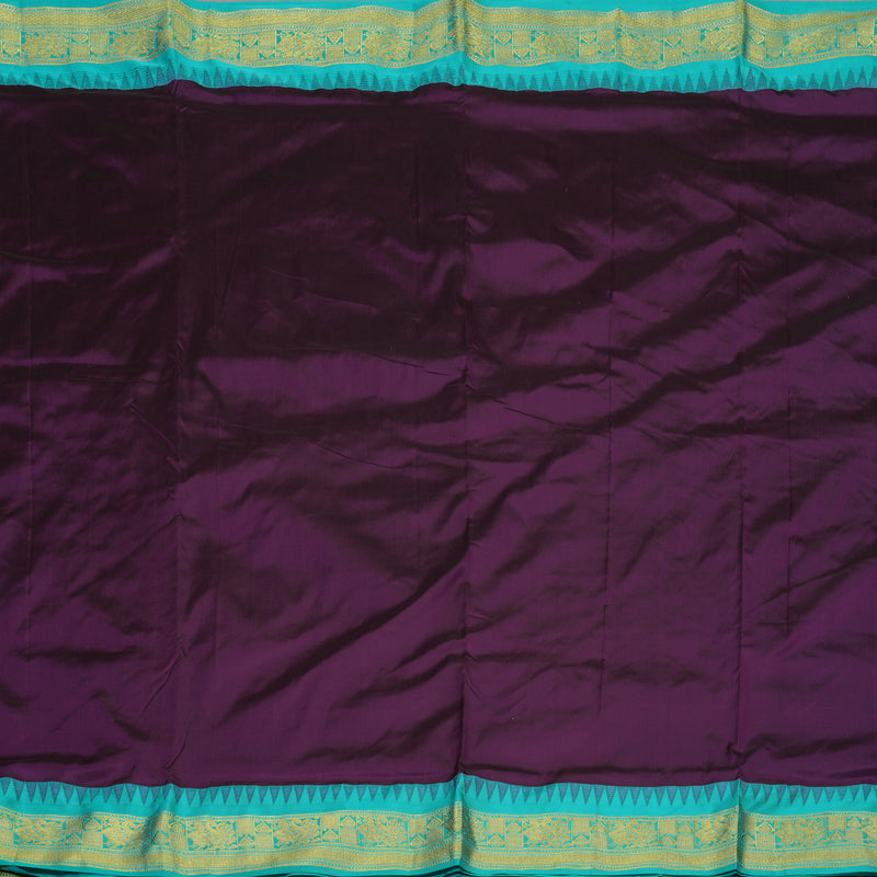 Hayagrivas Handloom Brinjal Purple Ten Yards Silk Saree KSBE122C2-5