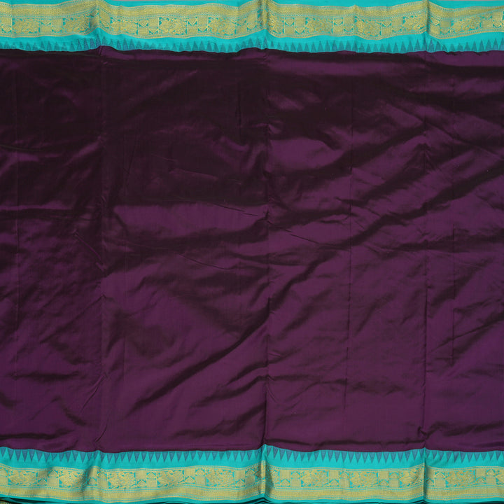 Hayagrivas Handloom Brinjal Purple Ten Yards Silk Saree KSBE122C2-5