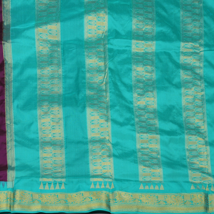 Hayagrivas Handloom Brinjal Purple Ten Yards Silk Saree KSBE122C2-5