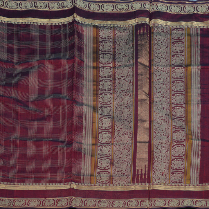 Hayagrivas Wine Maroon Kanchi Silk Cotton Saree KSBE123C2-2