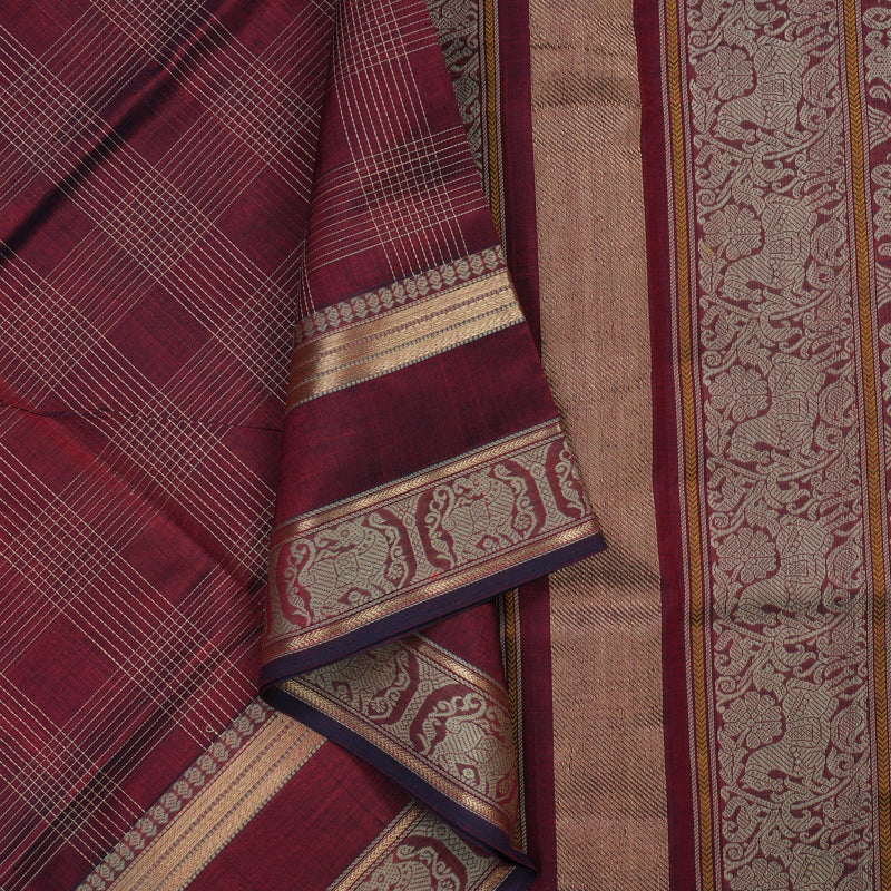 Hayagrivas Wine Maroon Kanchi Silk Cotton Saree KSBE123C2-2