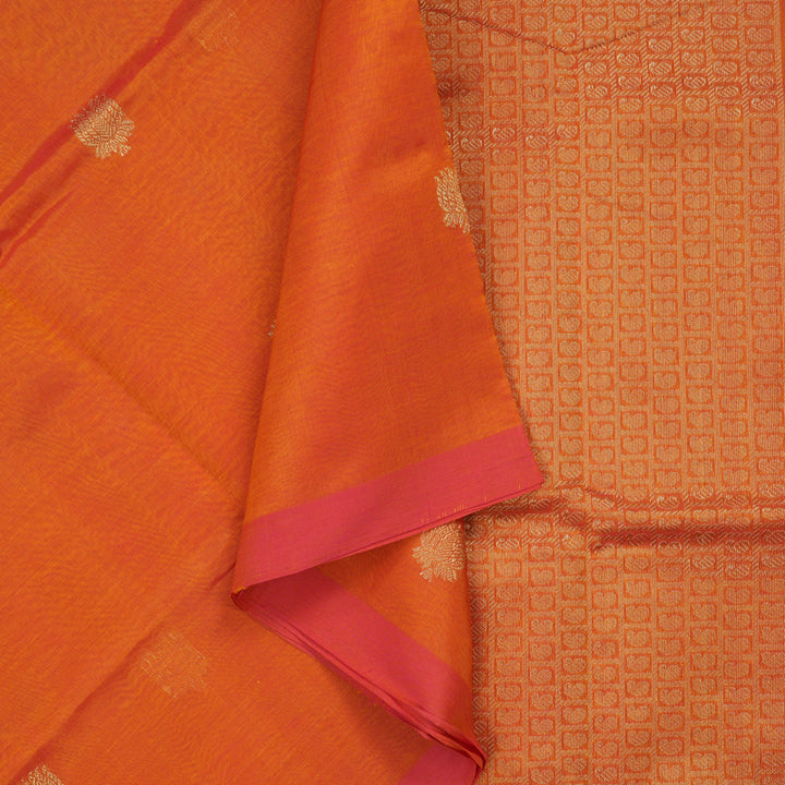Hayagrivas Golden Orange Kanchi Silk Cotton Saree KSBE124C1-1