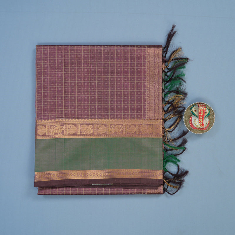 Hayagrivas Dark Mauve Kanchi Silk Cotton Saree KSBE124C10-6