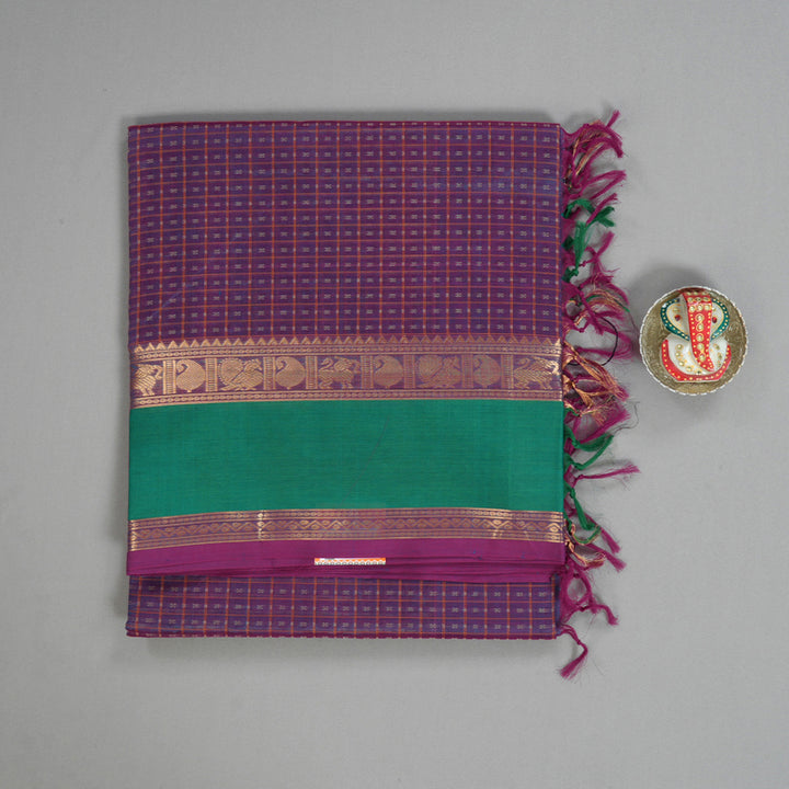 Hayagrivas Rama Blue & Purple (Shot Colour) Kanchi Silk Cotton Saree KSBE124C10-9