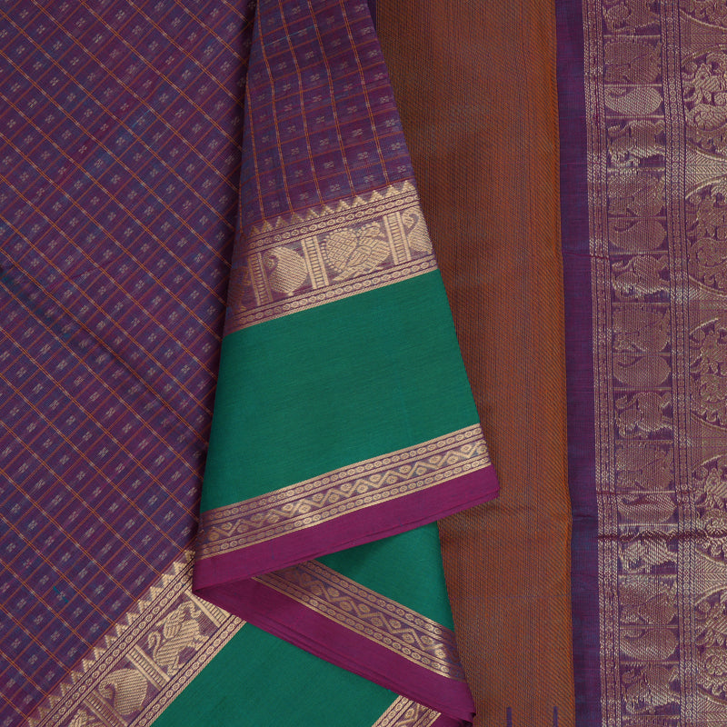 Hayagrivas Rama Blue & Purple (Shot Colour) Kanchi Silk Cotton Saree KSBE124C10-9