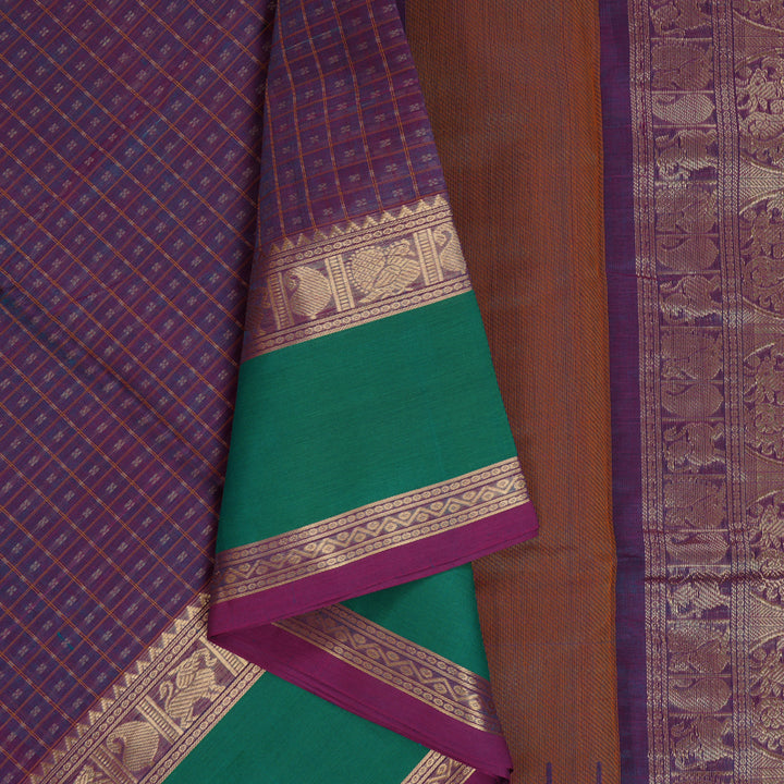 Hayagrivas Rama Blue & Purple (Shot Colour) Kanchi Silk Cotton Saree KSBE124C10-9