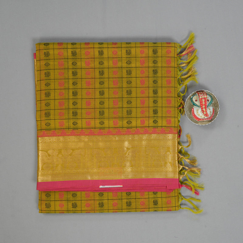 Hayagrivas Lime Green Kanchi Silk Cotton Saree KSBE124C11-1