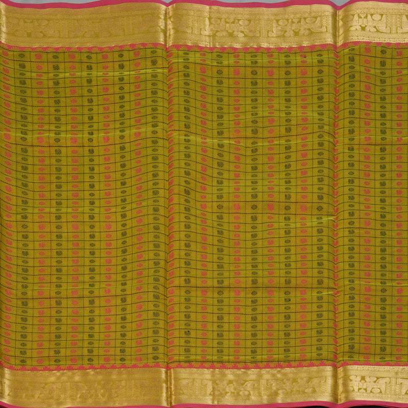 Hayagrivas Lime Green Kanchi Silk Cotton Saree KSBE124C11-1