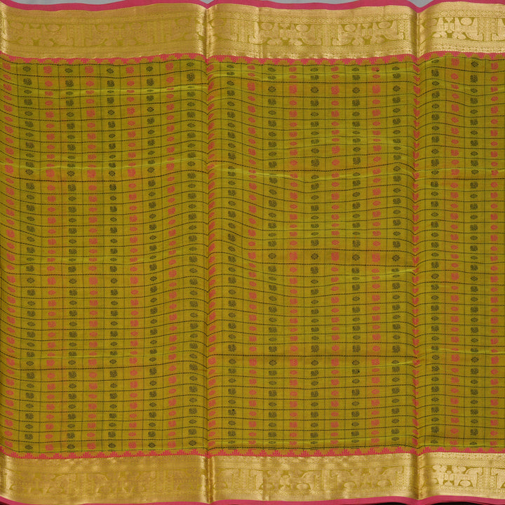 Hayagrivas Lime Green Kanchi Silk Cotton Saree KSBE124C11-1