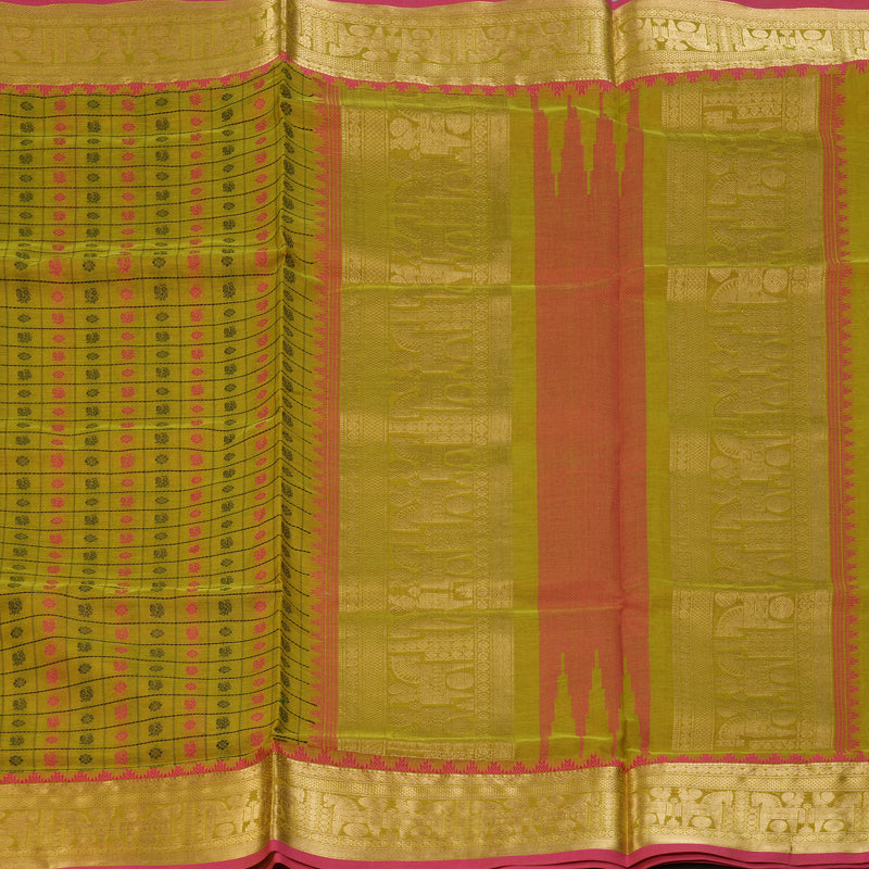 Hayagrivas Lime Green Kanchi Silk Cotton Saree KSBE124C11-1