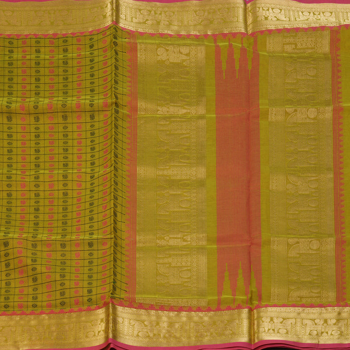 Hayagrivas Lime Green Kanchi Silk Cotton Saree KSBE124C11-1