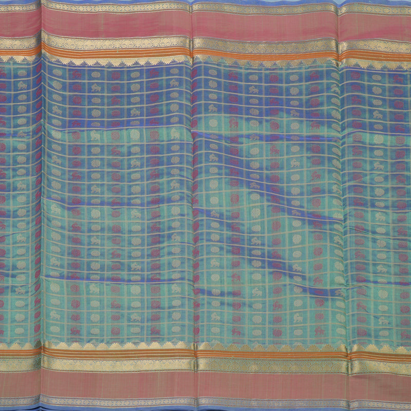 Hayagrivas Dual Tone (Lilac & Teal) Kanchi Silk Cotton Saree KSBE124C11-12