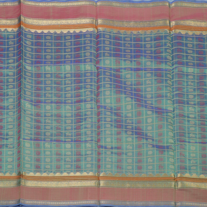 Hayagrivas Dual Tone (Lilac & Teal) Kanchi Silk Cotton Saree KSBE124C11-12