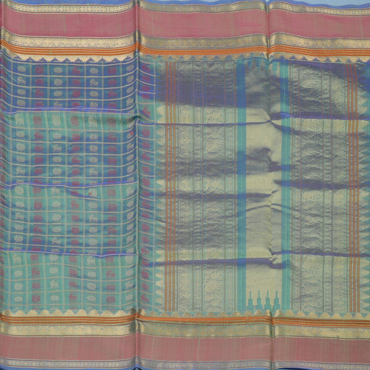 Hayagrivas Dual Tone (Lilac & Teal) Kanchi Silk Cotton Saree KSBE124C11-12