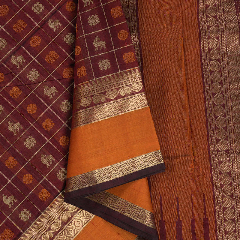Hayagrivas Araku Maroon Kanchi Silk Cotton Saree KSBE124C11-19