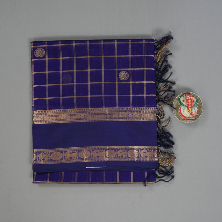 Hayagrivas Royal Blue Kanchi Silk Cotton Saree KSBE124C11-3