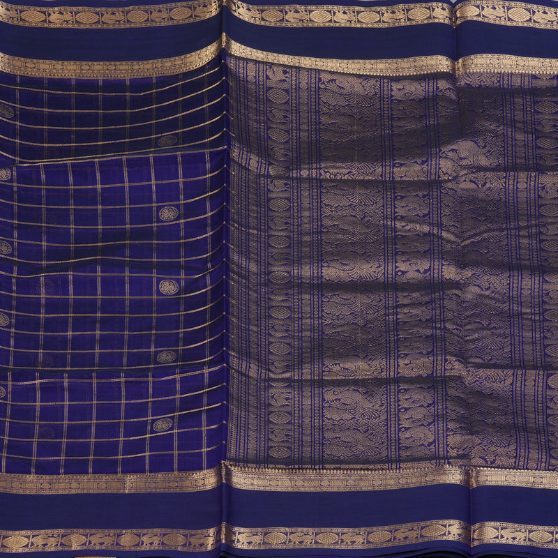 Hayagrivas Royal Blue Kanchi Silk Cotton Saree KSBE124C11-3