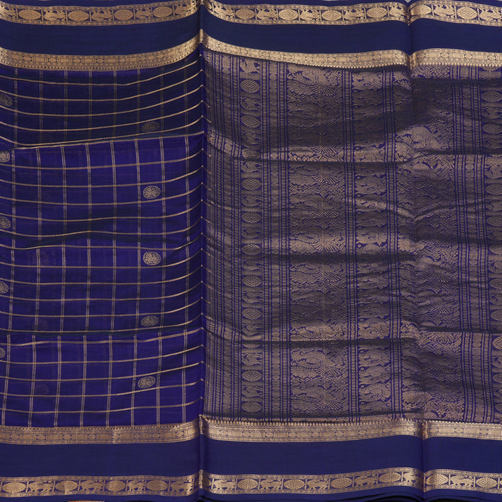 Hayagrivas Royal Blue Kanchi Silk Cotton Saree KSBE124C11-3