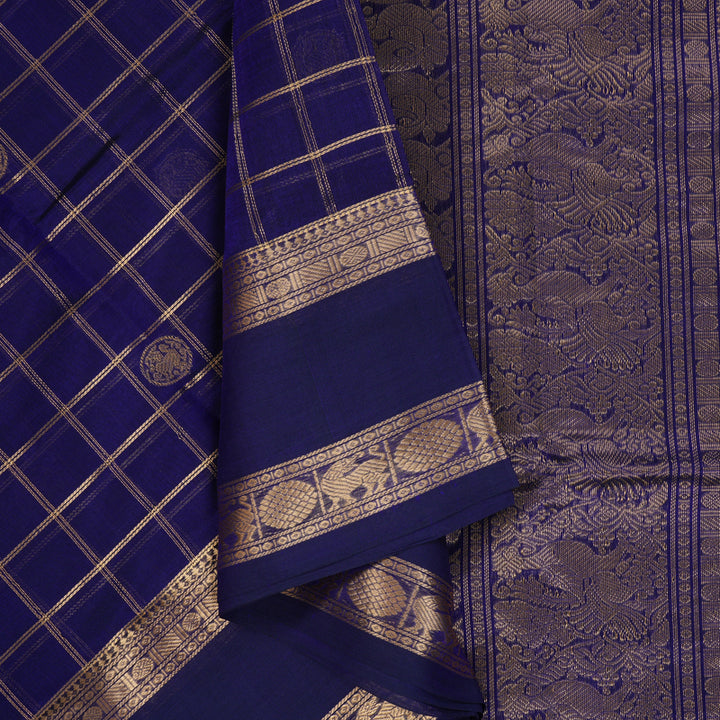 Hayagrivas Royal Blue Kanchi Silk Cotton Saree KSBE124C11-3