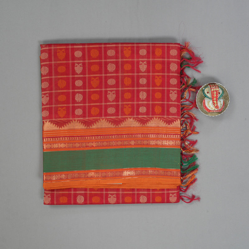 Hayagrivas Tomato Red Kanchi Silk Cotton Saree KSBE124C11-4