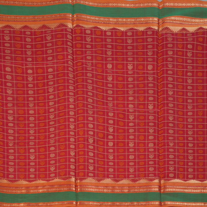 Hayagrivas Tomato Red Kanchi Silk Cotton Saree KSBE124C11-4