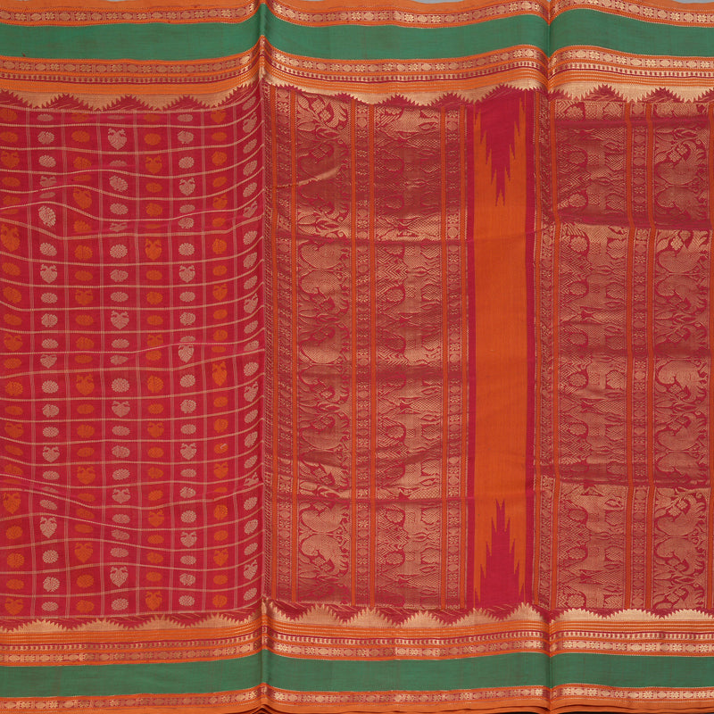 Hayagrivas Tomato Red Kanchi Silk Cotton Saree KSBE124C11-4