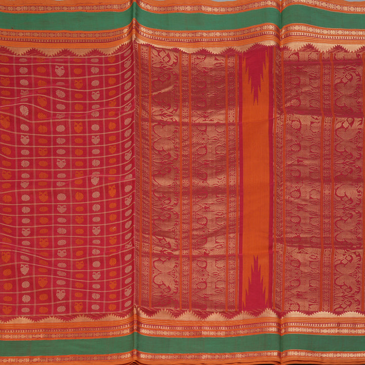 Hayagrivas Tomato Red Kanchi Silk Cotton Saree KSBE124C11-4