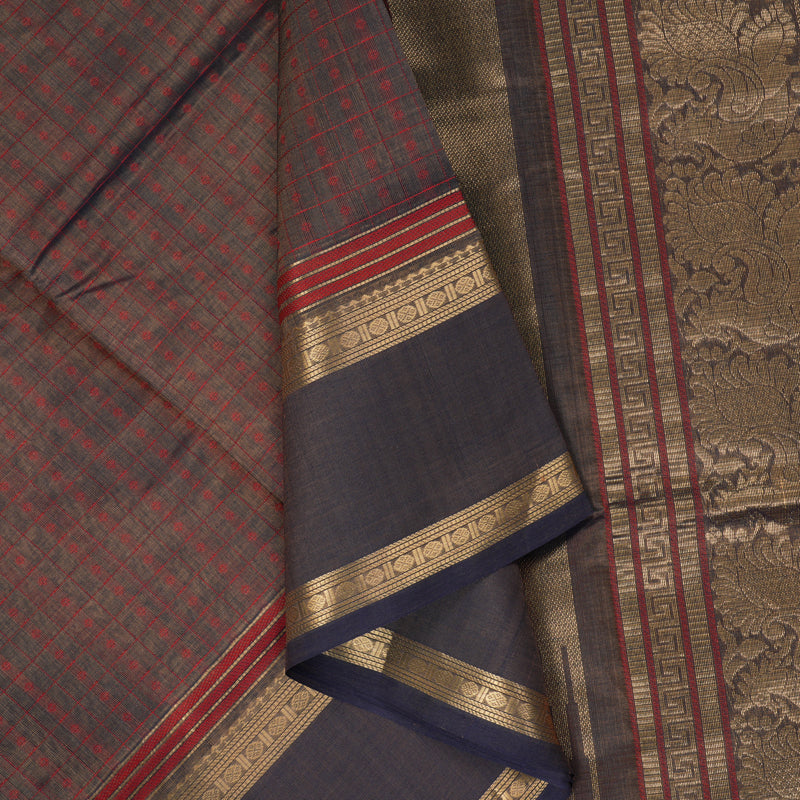 Hayagrivas Chocolate Brown Kanchi Silk Cotton Saree KSBE124C11-9