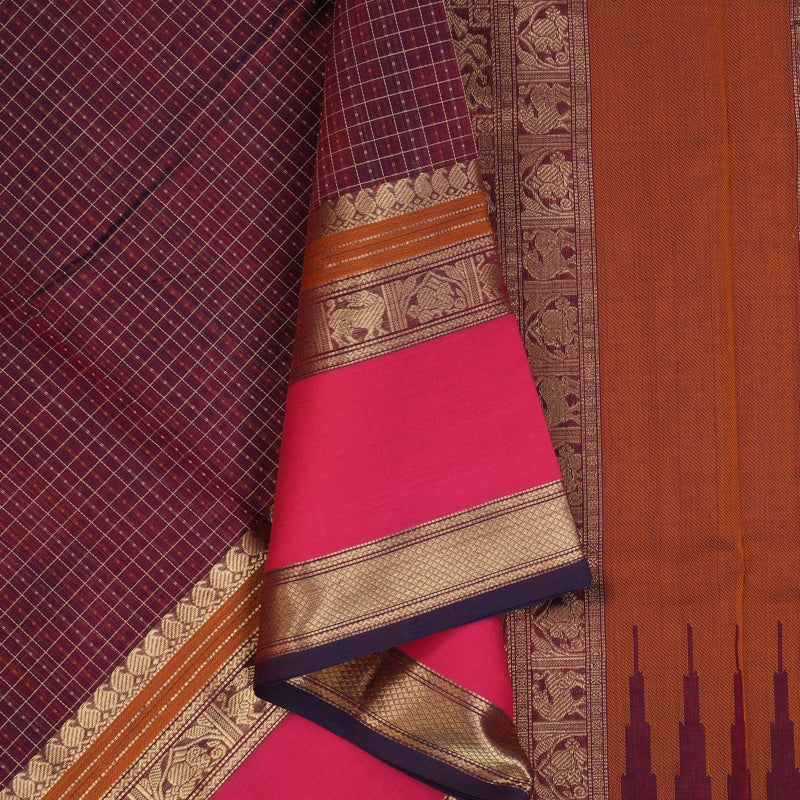 Hayagrivas Araku Maroon Kanchi Silk Cotton Saree KSBE124C12-1