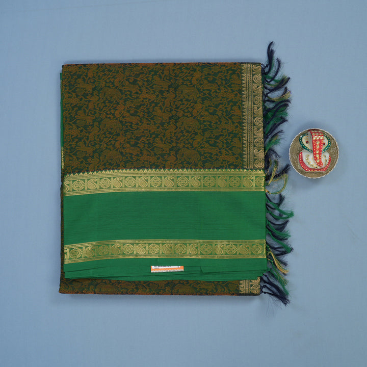 Hayagrivas Bottle Green Kanchi Silk Cotton Saree KSBE124C12-10