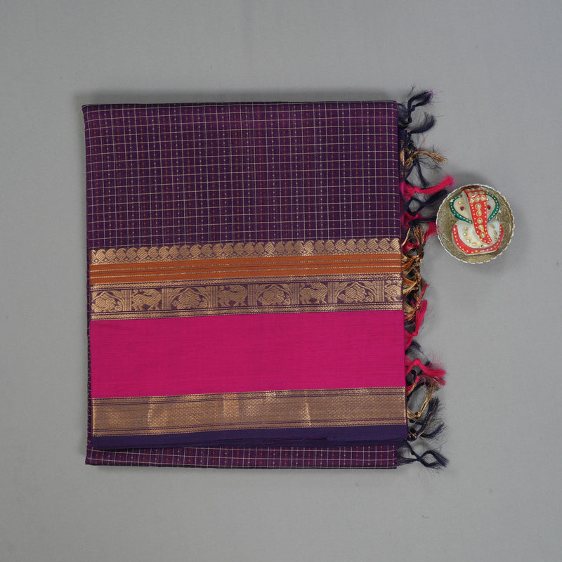 Hayagrivas Violet Kanchi Silk Cotton Saree KSBE124C12-14