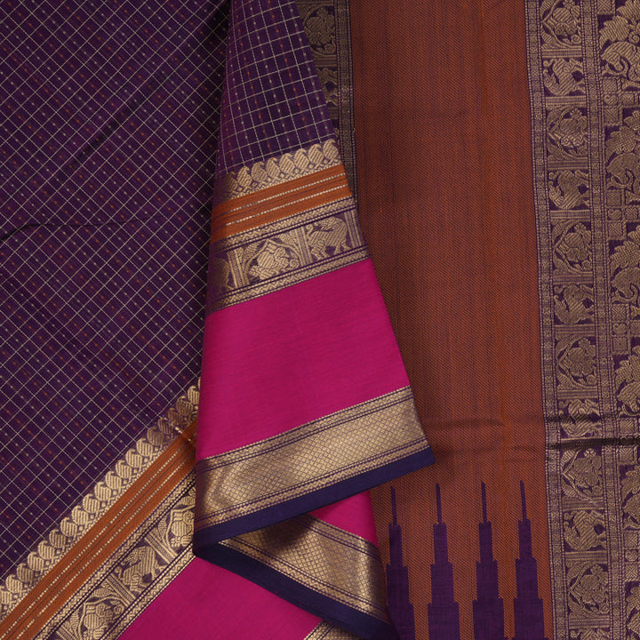Hayagrivas Violet Kanchi Silk Cotton Saree KSBE124C12-14