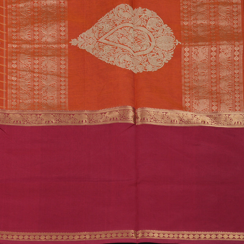 Hayagrivas Orange Kanchi Silk Cotton Saree KSBE124C12-3