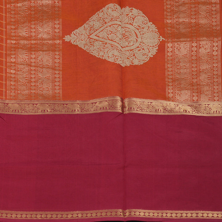 Hayagrivas Orange Kanchi Silk Cotton Saree KSBE124C12-3