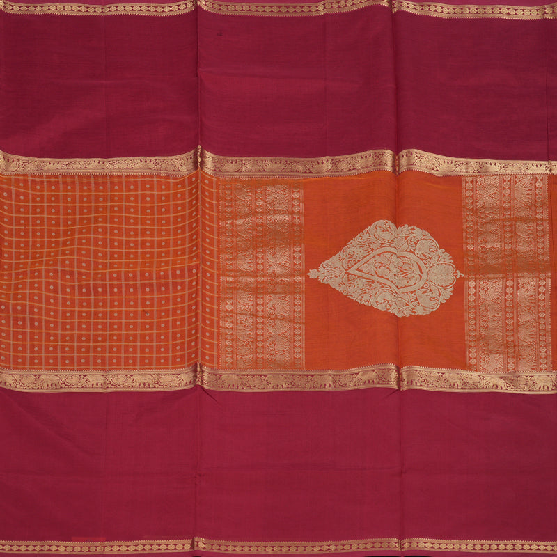 Hayagrivas Orange Kanchi Silk Cotton Saree KSBE124C12-3