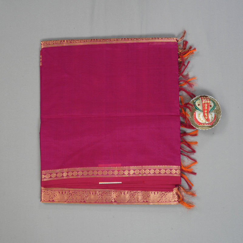 Hayagrivas Orangish-Pink Kanchi Silk Cotton Saree KSBE124C12-9