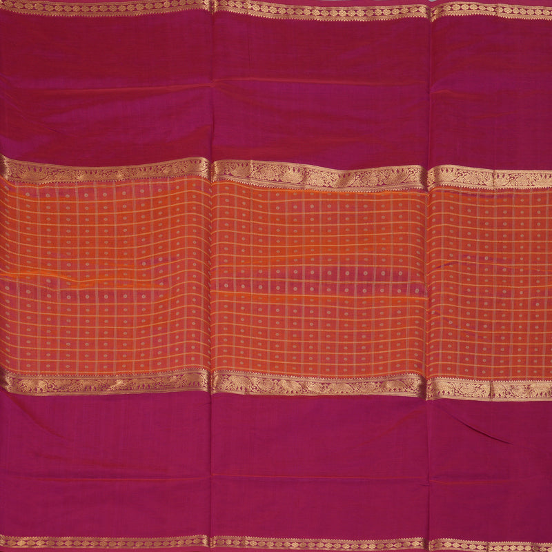 Hayagrivas Orangish-Pink Kanchi Silk Cotton Saree KSBE124C12-9