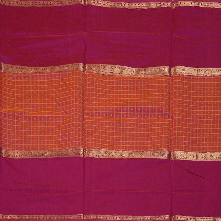 Hayagrivas Orangish-Pink Kanchi Silk Cotton Saree KSBE124C12-9